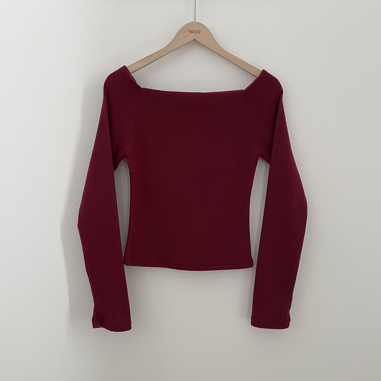 손등덮는 여리핏 오프숄더 겨울 기모 슬림핏 긴팔티셔츠 크리스마스룩 파티룩