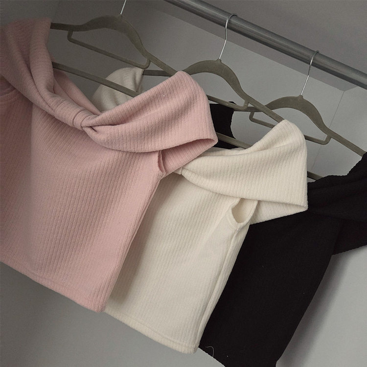 【ウォーマー付き】リボンオフショルダー半袖Tシャツ