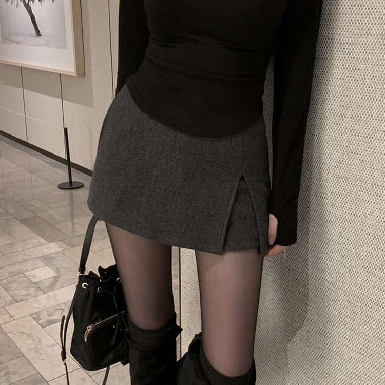 모직 슬릿 스커트 sk