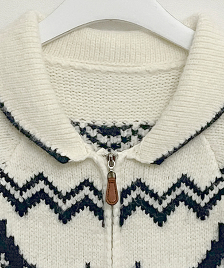 스키노르딕패턴카라투웨이울니트집업