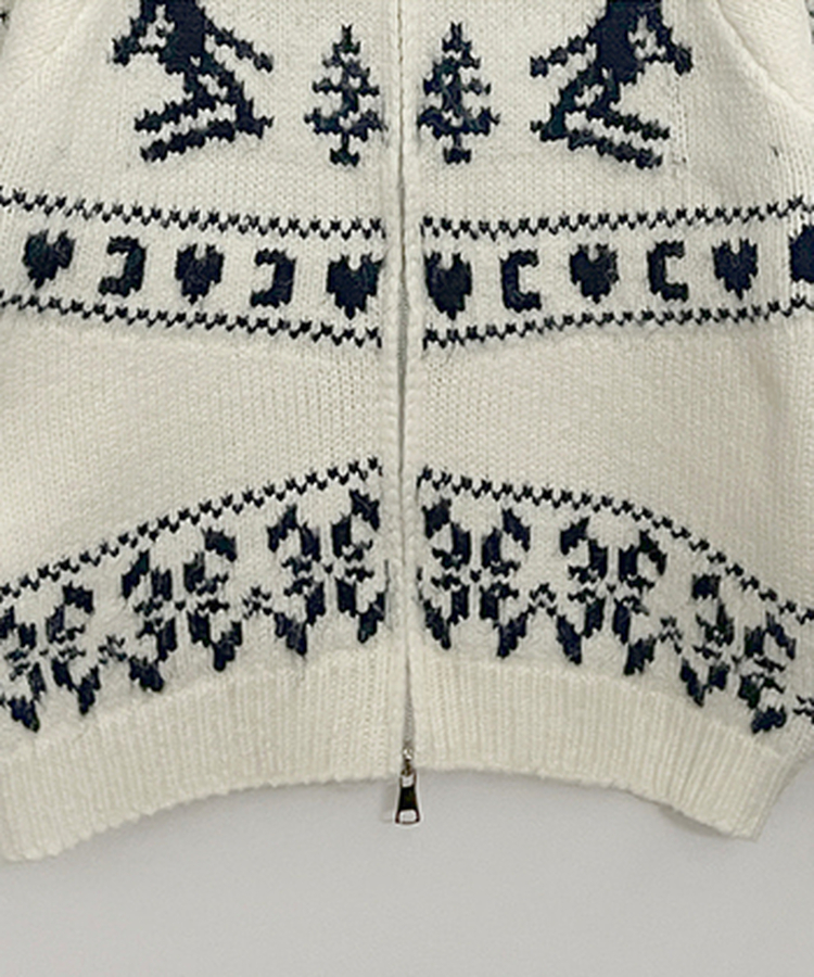 스키노르딕패턴카라투웨이울니트집업