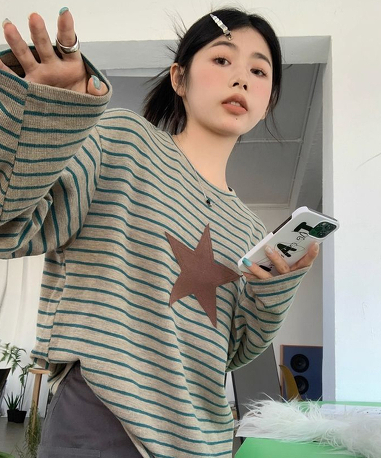 ストライプスターベーシックTシャツ KHAKI