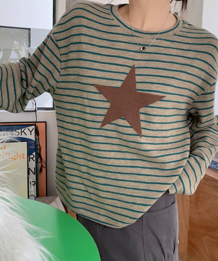 ストライプスターベーシックTシャツ KHAKI