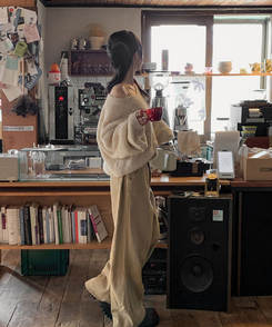 ウールワンショルダーVネックニット(6color) OATMEAL