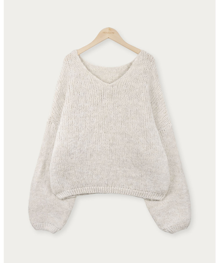 ウールワンショルダーVネックニット(6color)