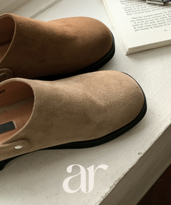 (スエード素材/厚底ヒール) スエード バックストラップ クロッグシューズ