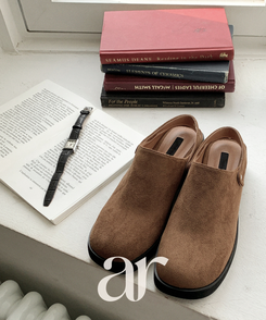 (スエード素材/厚底ヒール) スエード バックストラップ クロッグシューズ