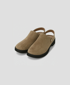 (スエード素材/厚底ヒール) スエード バックストラップ クロッグシューズ