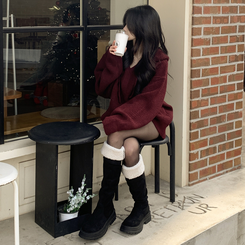 왕도톰폭닥 후드 오버핏 겨울 레드 와인니트 크리스마스 연말룩 빅사이즈 버건디