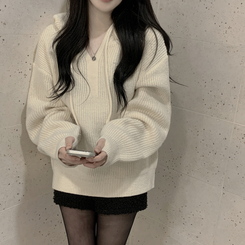 왕도톰폭닥 후드 오버핏 겨울 레드 와인니트 크리스마스 연말룩 빅사이즈 아이보리