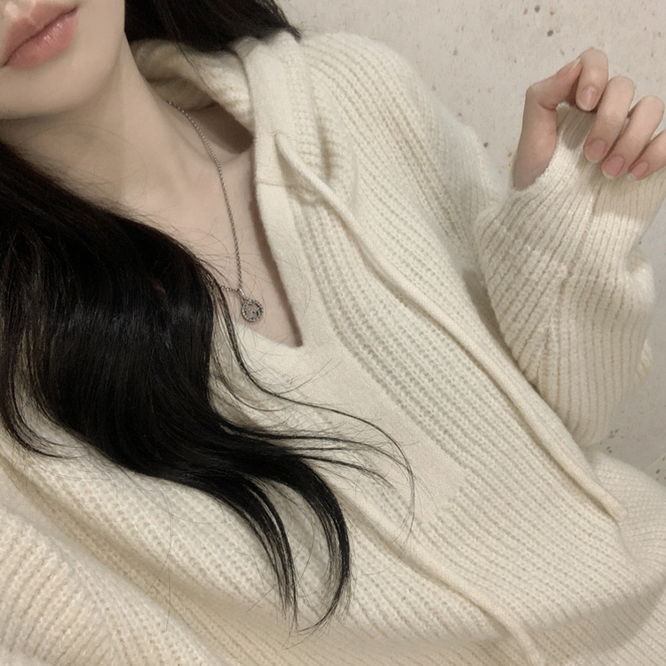 왕도톰폭닥 후드 오버핏 겨울 레드 와인니트 크리스마스 연말룩 빅사이즈 아이보리