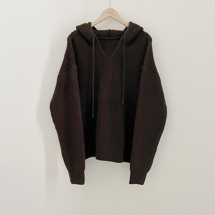 왕도톰폭닥 후드 오버핏 겨울 레드 와인니트 크리스마스 연말룩 빅사이즈