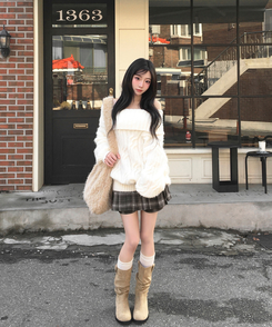 퍼글 푸들 퍼 털 크로스 보부상 숄더백 빅백 베이지