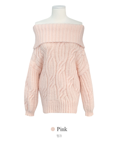 미츠 모헤어 케이블 꽈배기 여리핏 폭닥 도톰 오프숄더 니트