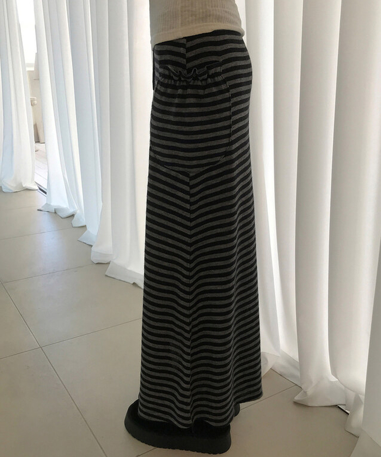 ジュリエストライプロングスカート BLACK