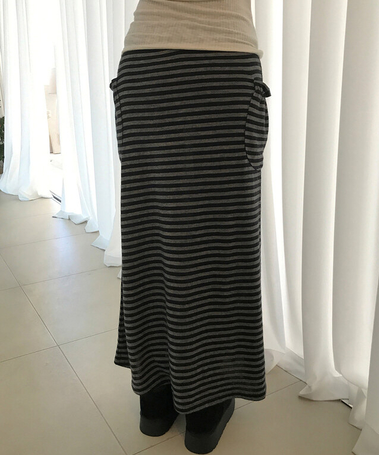 ジュリエストライプロングスカート BLACK