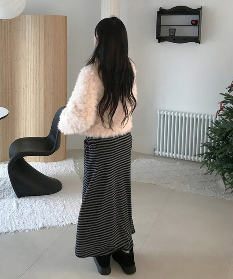 ジュリエストライプロングスカート BLACK