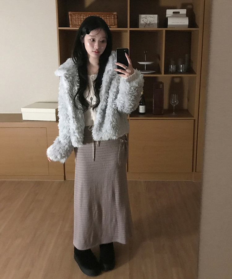 ジュリエストライプロングスカート NUDE PINK