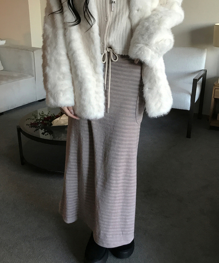 ジュリエストライプロングスカート NUDE PINK