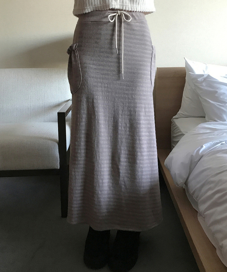 ジュリエストライプロングスカート NUDE PINK