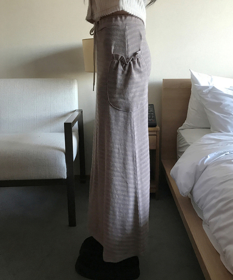 ジュリエストライプロングスカート NUDE PINK