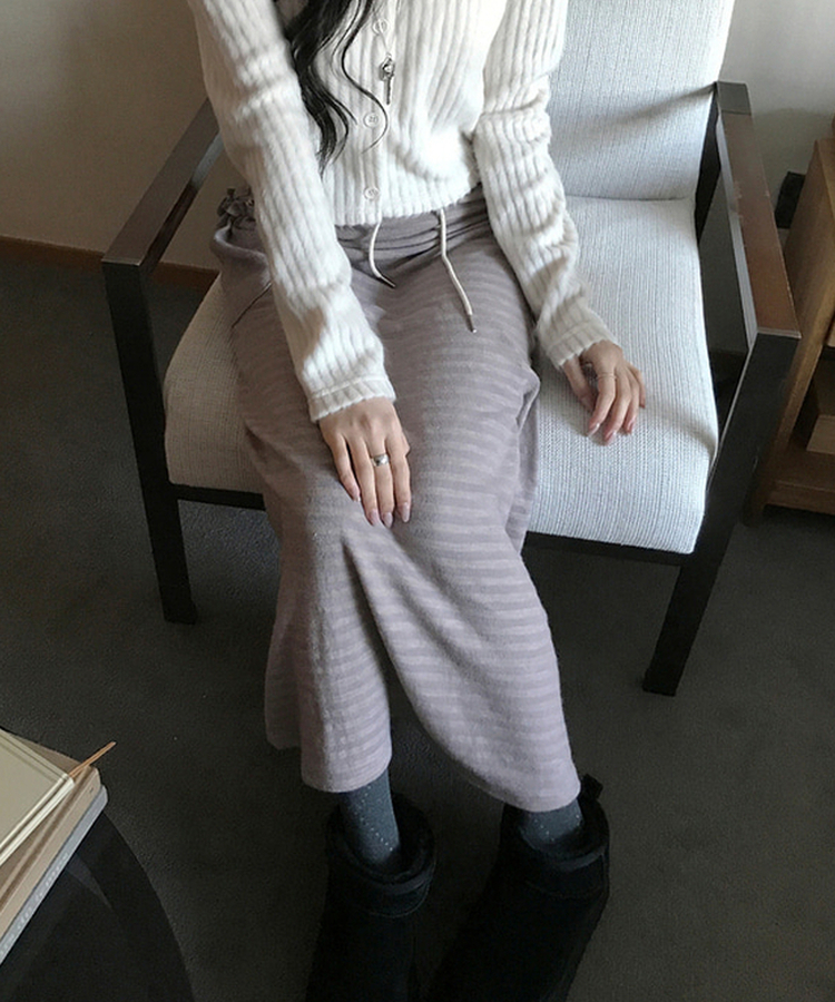 ジュリエストライプロングスカート NUDE PINK