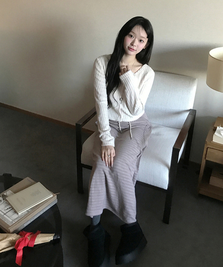 ジュリエストライプロングスカート NUDE PINK