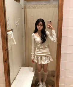 ガーリーフリルミニスカート CREAM