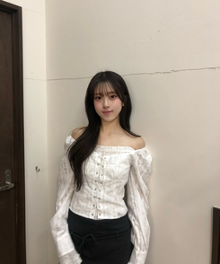 レースアップオフショルダーブラウス WHITE