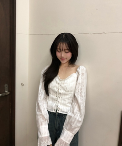 レースアップオフショルダーブラウス WHITE