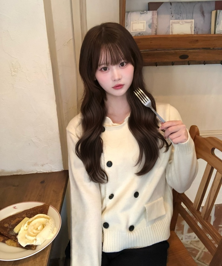 더블 브레스트 니트 자켓 가디건 화이트