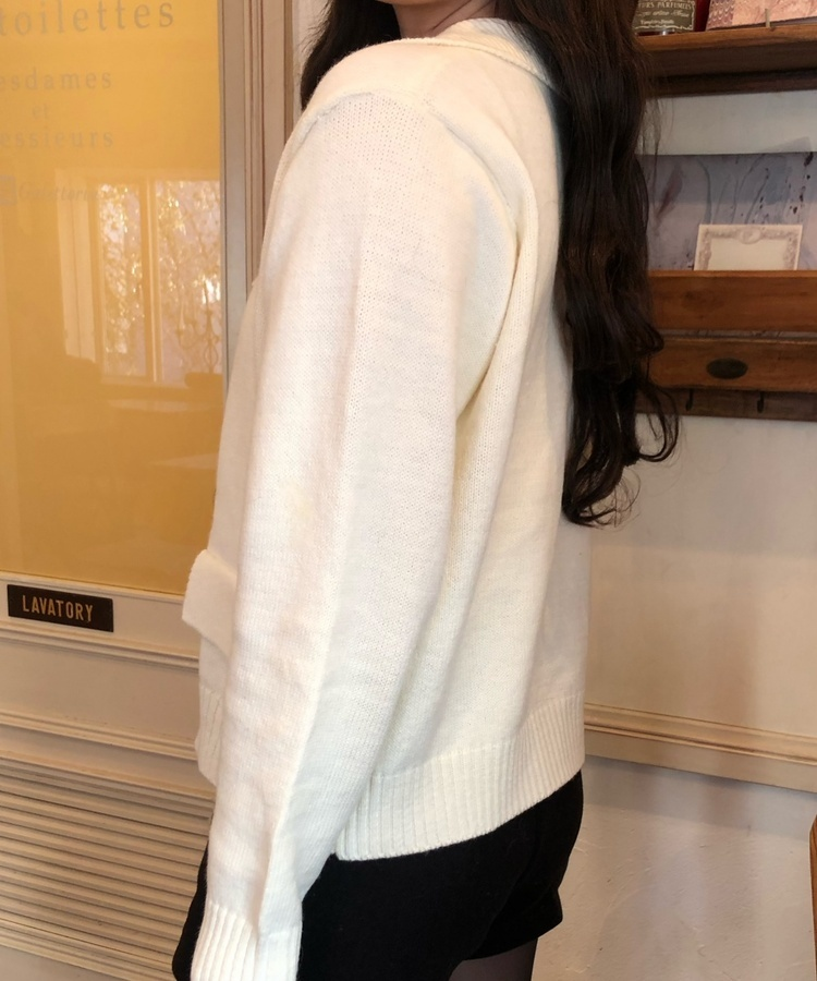 더블 브레스트 니트 자켓 가디건 화이트