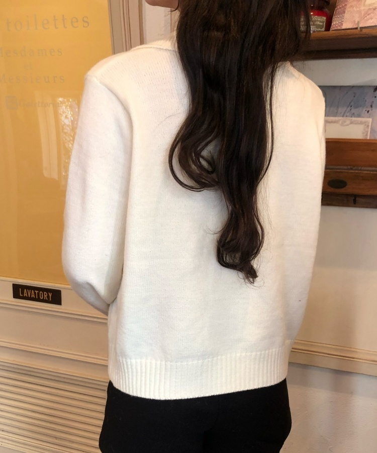 더블 브레스트 니트 자켓 가디건 화이트