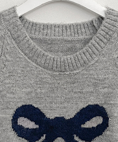 빅리본배색라운드세미크롭긴팔울니트