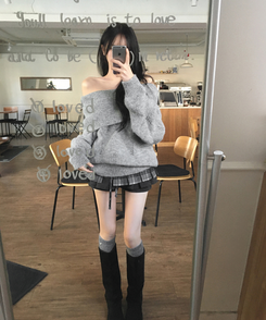 키코 체크 빈티지 플리츠 리본 끈 레이어드 미니 랩 스커트 블랙