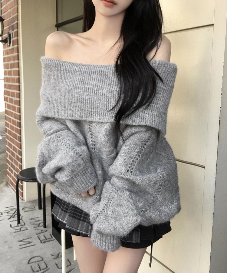 모네 모직 플리츠 미니 스커트 팬츠 치마바지 그레이