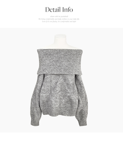 모니카 다이아 펀칭 오프숄더 오버핏 아방 도톰 긴팔 니트