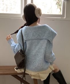 빅카라 세일러 자가드 가디건 소라
