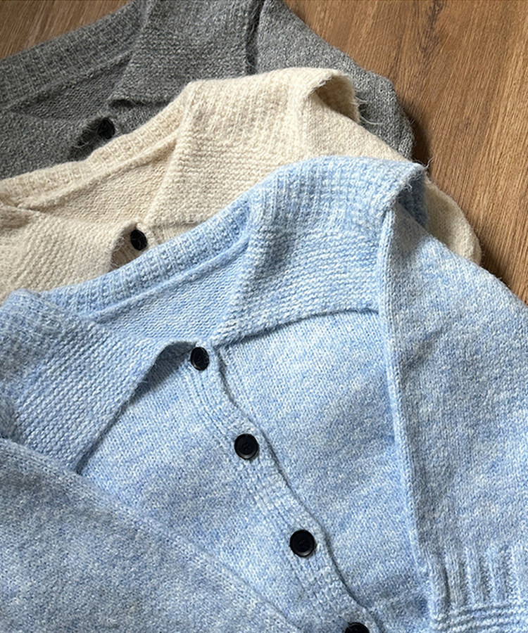 빅카라 세일러 자가드 가디건