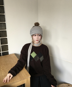 デザインワッペンニット BROWN