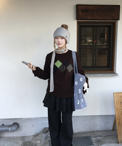 デザインワッペンニット BROWN