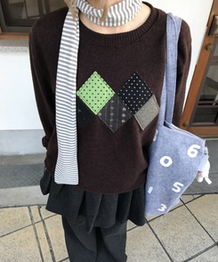 デザインワッペンニット BROWN