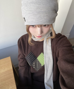 デザインワッペンニット BROWN