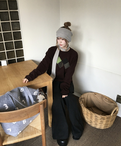 デザインワッペンニット BROWN