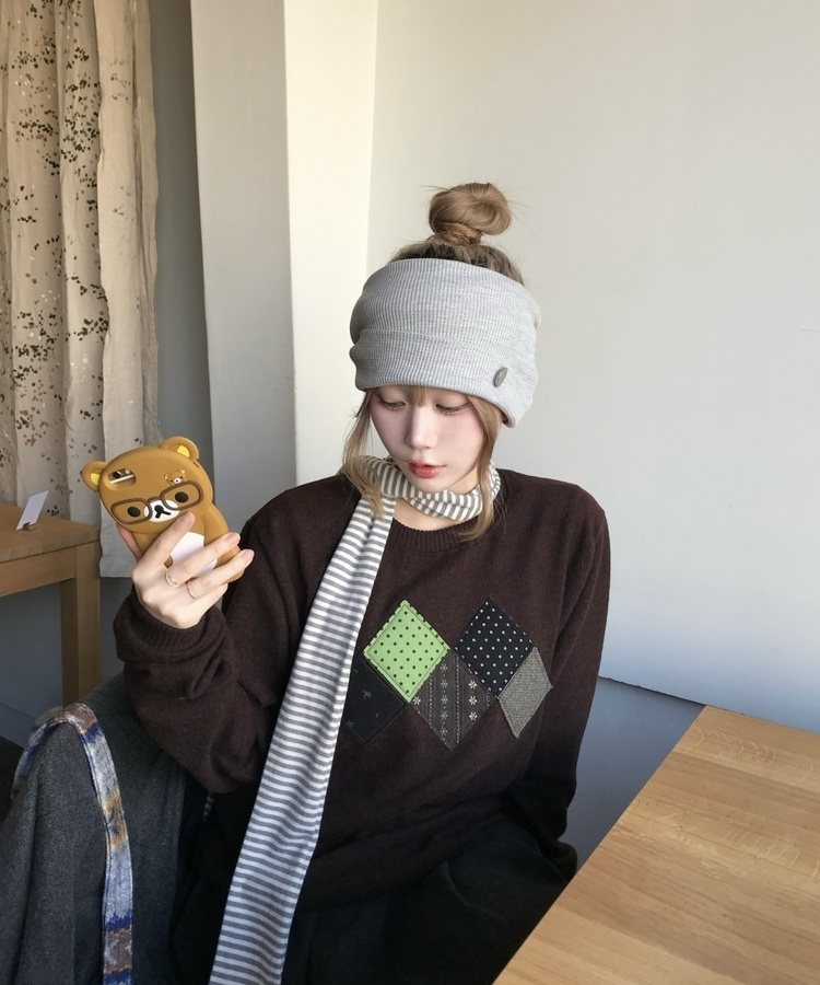 デザインワッペンニット BROWN