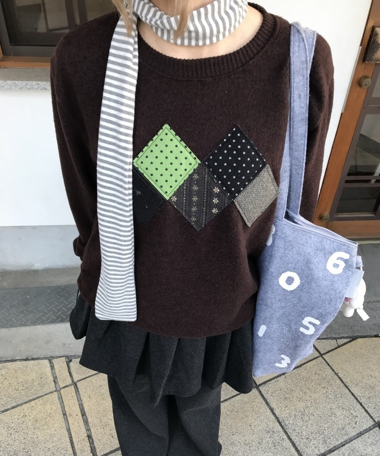 デザインワッペンニット BROWN