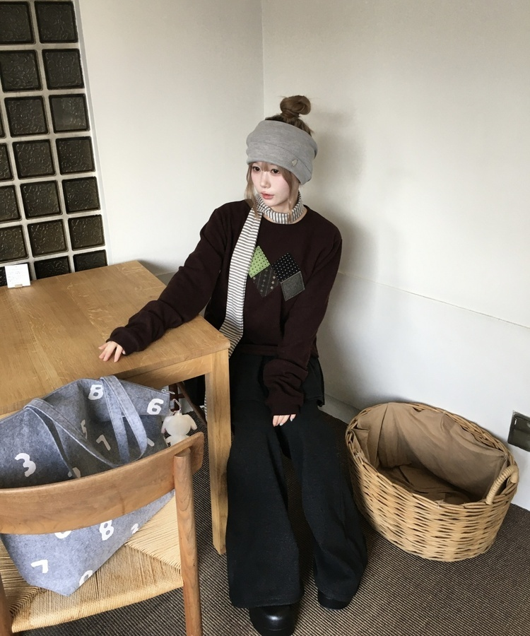 デザインワッペンニット BROWN