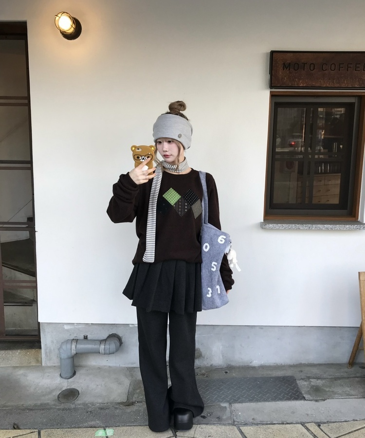 デザインワッペンニット BROWN