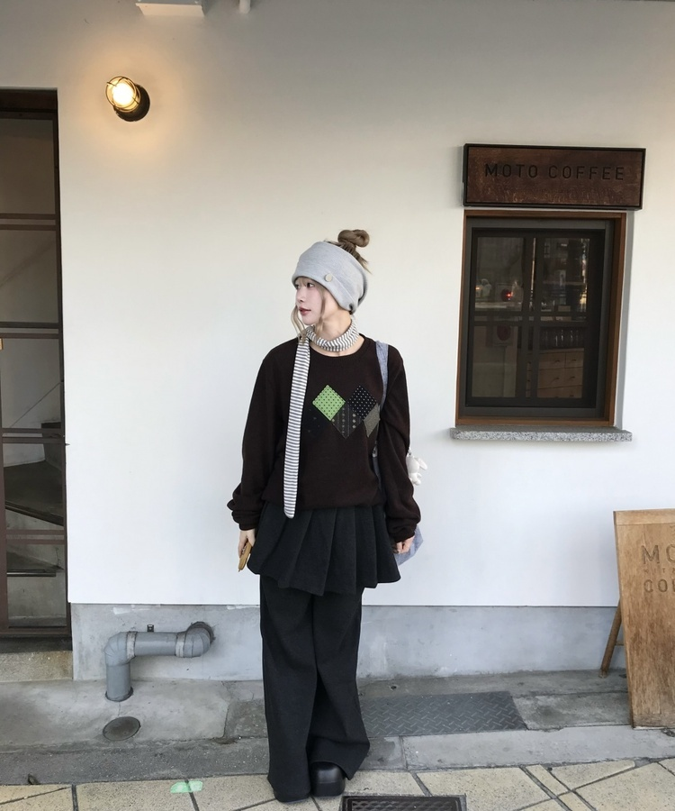 デザインワッペンニット BROWN