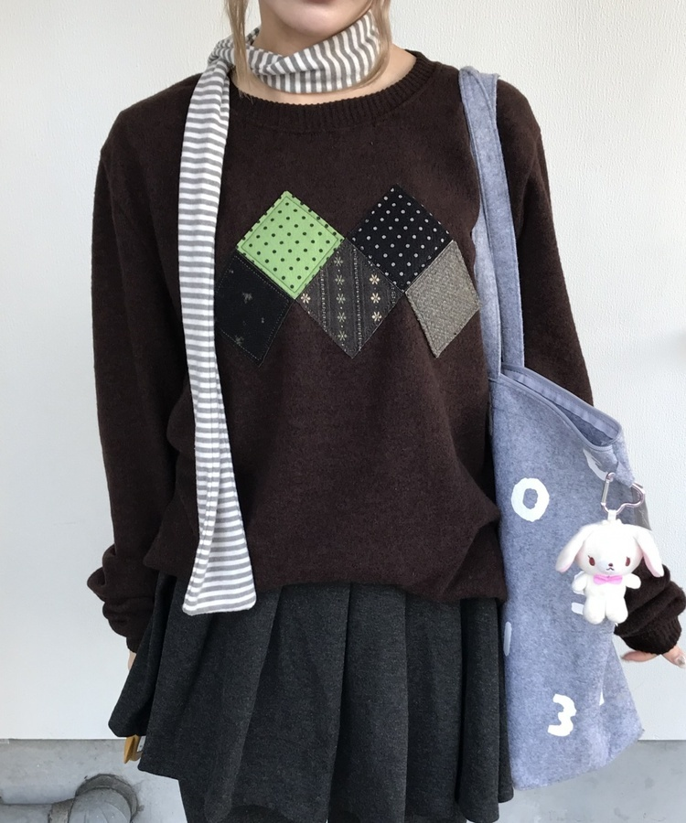 デザインワッペンニット BROWN